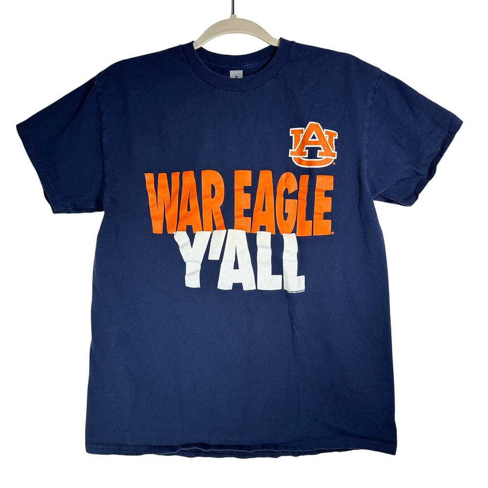 Auburn Tigers War Eagle Y'all Womens Navy Blue Graphic T-Shirt Gildan Medium M
